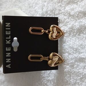 Anne Klein Gold Heart Drop Earrings